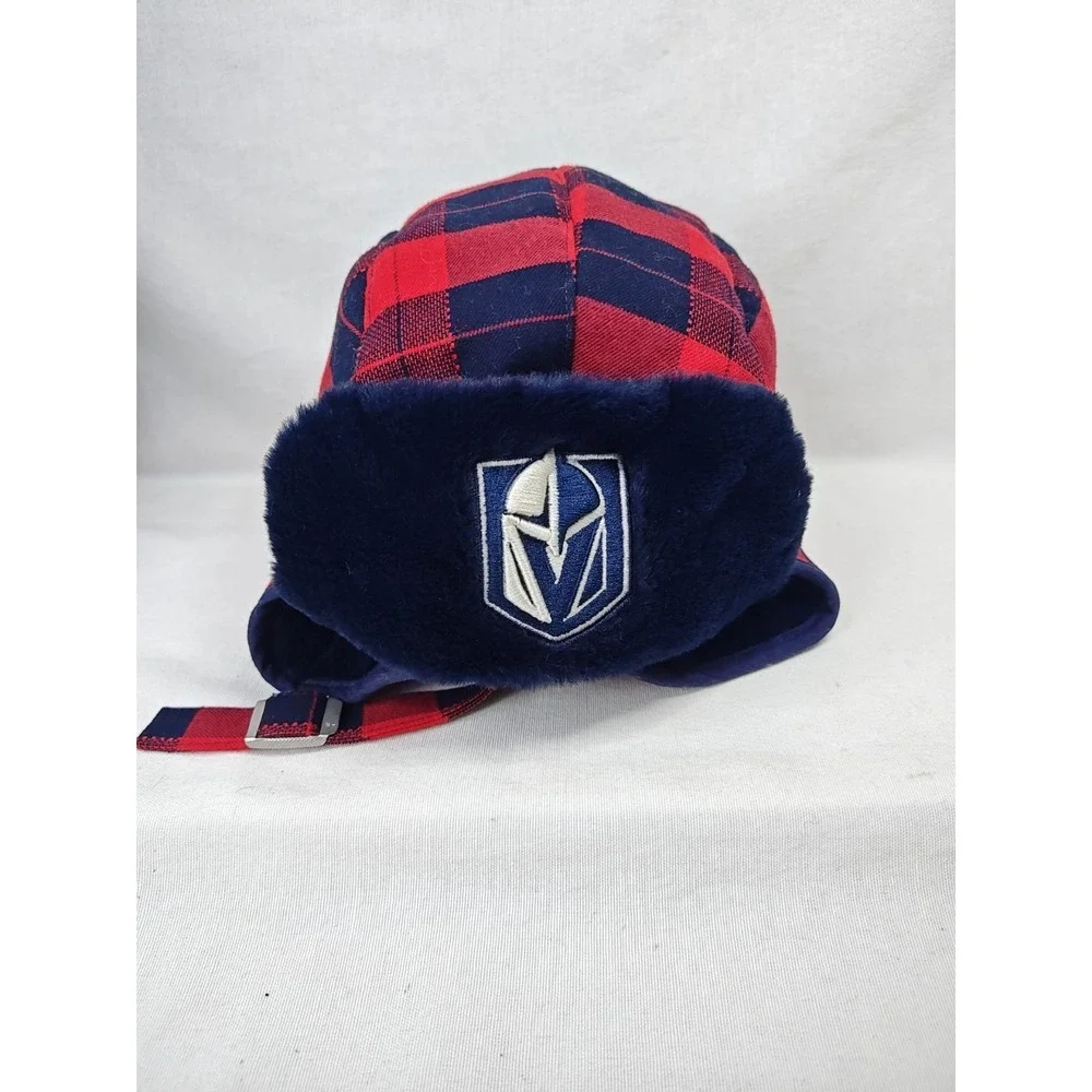 LAS VEGAS GOLDEN KNIGHTS Winter Snow Trapper Har Ear Flaps Red Plaid‎ '47 HOCKEY